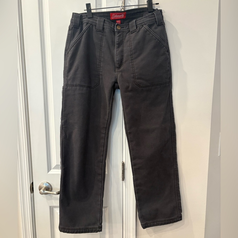 Coleman Men's Fleece Lined 5 pocket Gray Cargo Pants